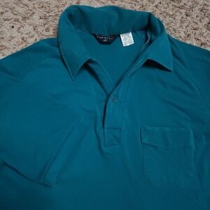 Par-Four Womens L Green Short Sleeve 1 Button Golf Polo Shirt